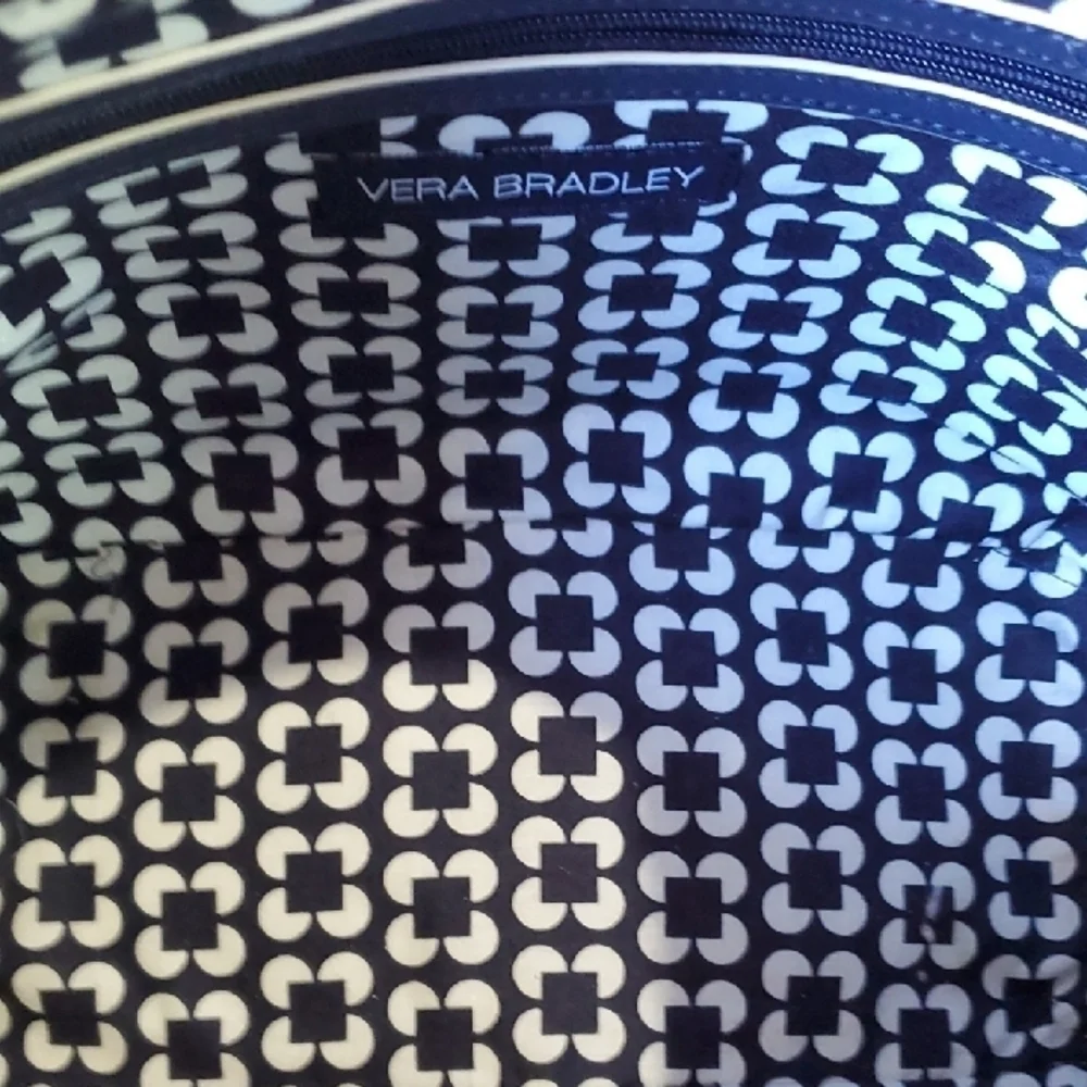 Vera Bradley Blue Satchel with Structured Design and Silver Hardware